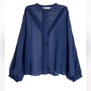 H&M | NWT Blue Sheer Swiss Dot Blouse